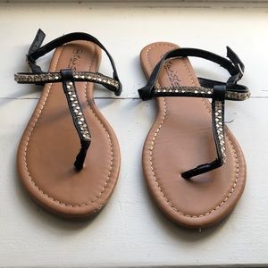Black Beaded Sandals